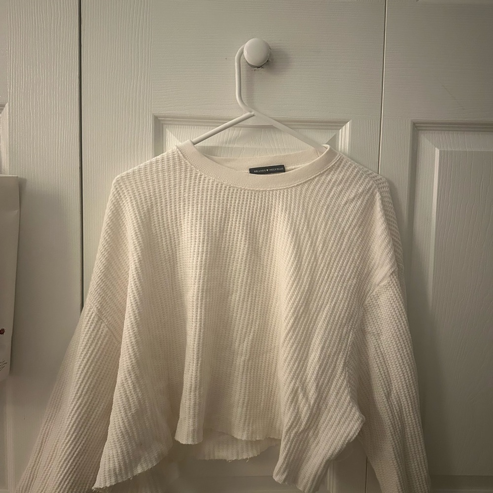 Brandy Melville Cream Waffle Knit Sweatshirt